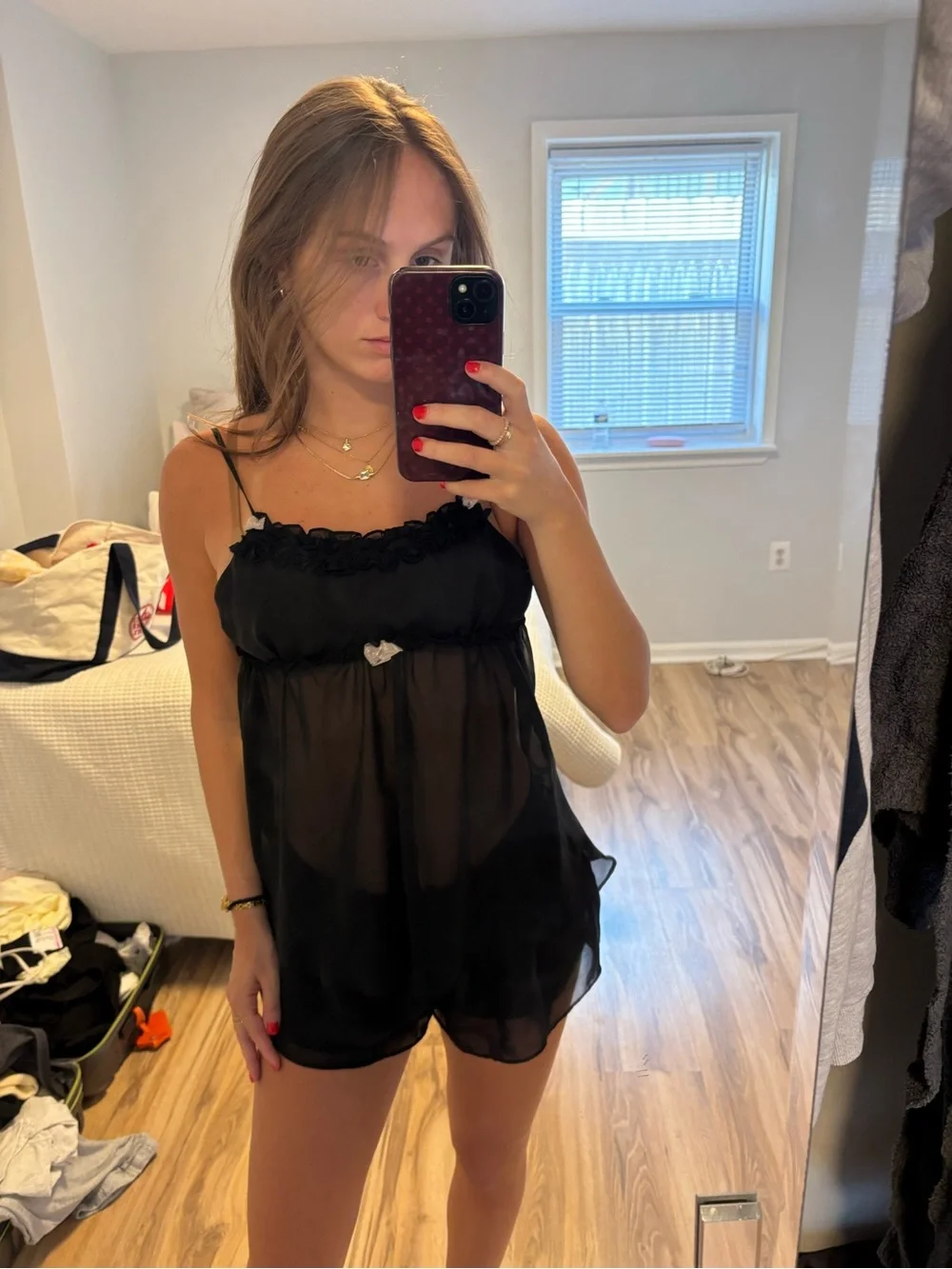 Betsey Johnson Black Sheer Camisole and Shorts Sleep Set